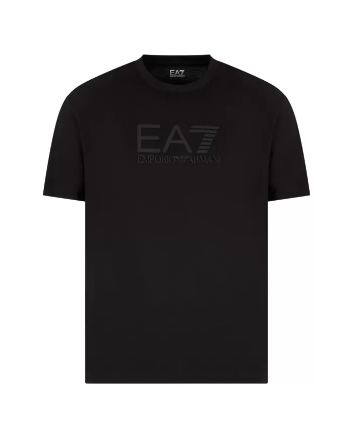 T-shirt Uomo nera con logo a rilievo sul petto 7M000224 AF10375|EA7 T-shirt Uomo nera con logo a rilievo sul petto 7M000224 AF10375|EA7