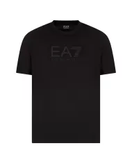 T-shirt Uomo nera con logo a rilievo sul petto 7M000224 AF10375|EA7