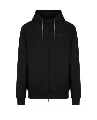 Felpa Uomo nera in cotone con cappuccio 7M000231 AF13512|EA7