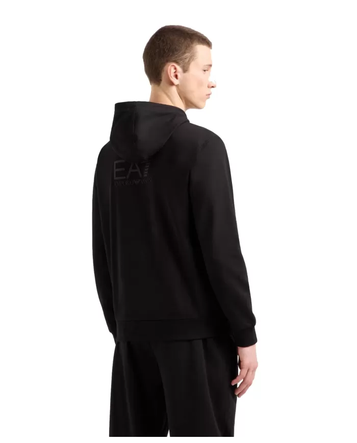 Felpa Uomo nera in cotone con cappuccio 7M000231 AF13512|EA7 Felpa Uomo nera in cotone con cappuccio 7M000231 AF13512|EA7