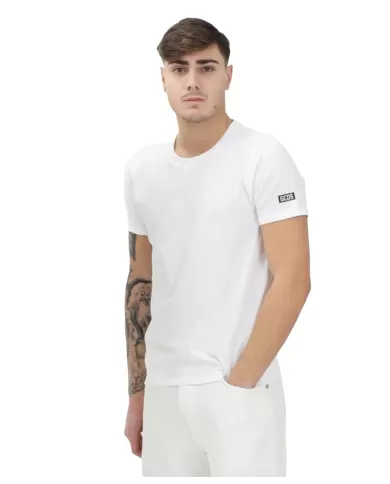 T-shirt Uomo bianca in cotone con logo A2EM2300UW1|GCDS Essential