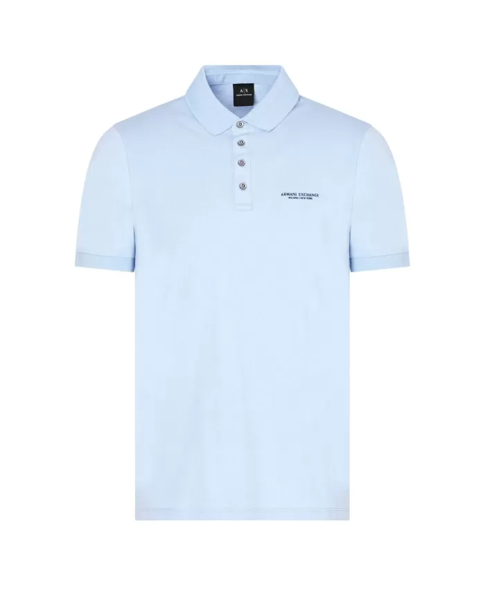 Polo Uomo azzurra in cotone 8NZF80 Z8H4Z|ARMANI EXCHANGE Polo Uomo azzurra in cotone 8NZF80 Z8H4Z|ARMANI EXCHANGE