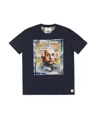 T-shirt Uomo blu in cotone con stampa ICON 347 EINSTEIN|BOB