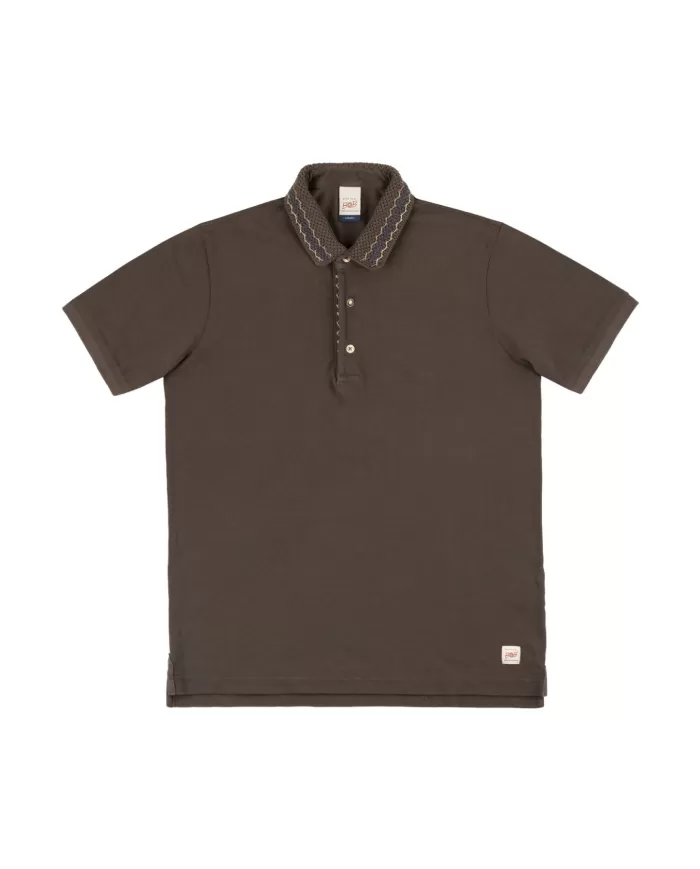 Polo Uomo marrone con colletto ricamato PETER R0520|BOB Polo Uomo marrone con colletto ricamato PETER R0520|BOB
