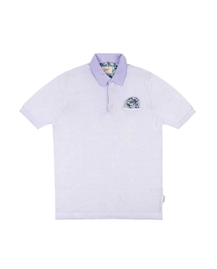 Polo Uomo lilla in cotone con taschino SLOW|BOB Polo Uomo lilla in cotone con taschino SLOW|BOB