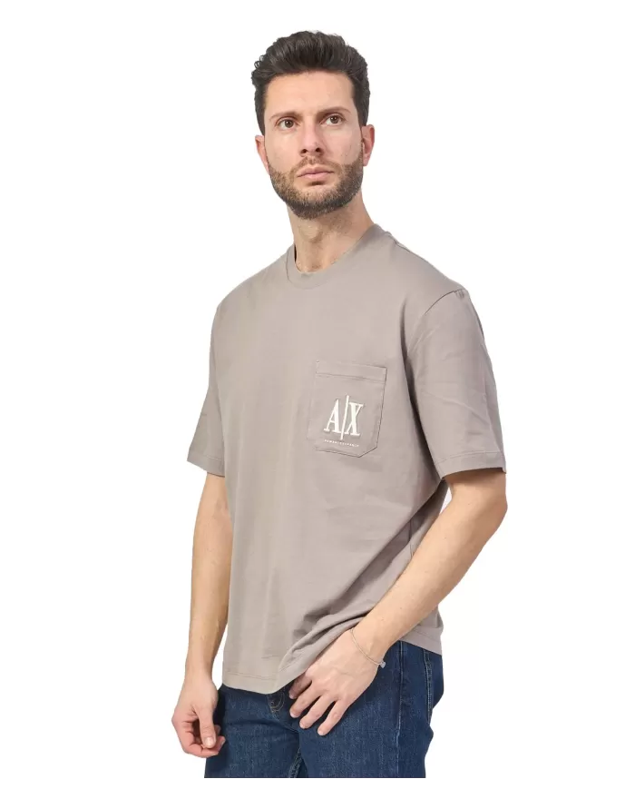 T-shirt Uomo fango con taschino logato XM000366 AF12308|ARMANI EXCHANGE T-shirt Uomo fango con taschino logato XM000366 AF12308|ARMANI EXCHANGE