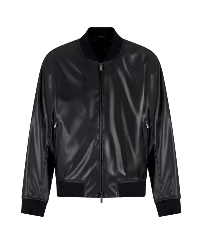 Bomber Uomo nero in ecopelle XM001241 AF14863|ARMANI EXCHANGE Bomber Uomo nero in ecopelle XM001241 AF14863|ARMANI EXCHANGE