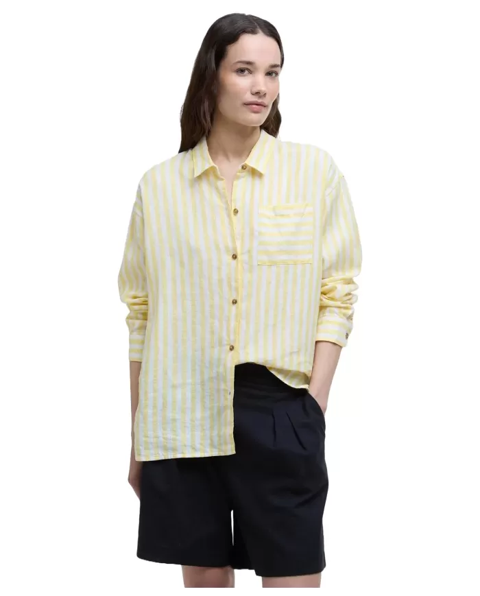 Camicia Donna rigata bianco/giallo in lino LS1590 ANNIE|BARBOUR Camicia Donna rigata bianco/giallo in lino LS1590 ANNIE|BARBOUR