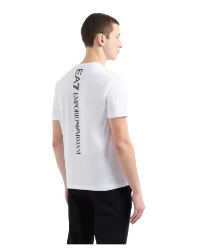 Uomo in cotone bianca in cotone e logo sul retro 7M000567 AF10375|EA7