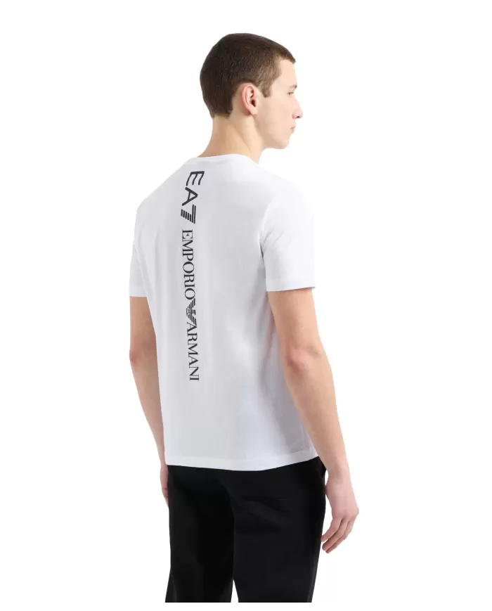 Uomo in cotone bianca in cotone e logo sul retro 7M000567 AF10375|EA7 Uomo in cotone bianca in cotone e logo sul retro 7M000567 AF10375|EA7