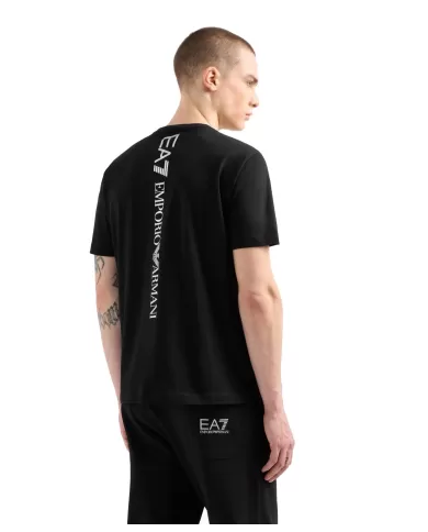 Uomo in cotone nera in cotone e logo sul retro 7M000567 AF10375|EA7