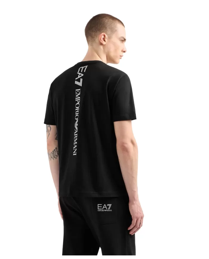 Uomo in cotone nera in cotone e logo sul retro 7M000567 AF10375|EA7 Uomo in cotone nera in cotone e logo sul retro 7M000567 AF10375|EA7