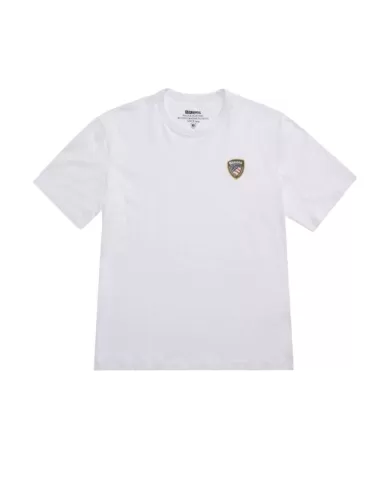 T-shirt Uomo bianca scudo 3D gommato 25SBLUH02194 004547 FAXON|BLAUER T-shirt Uomo bianca scudo 3D gommato 25SBLUH02194 004547 FAXON|BLAUER
