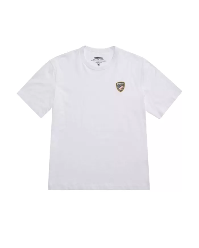 T-shirt Uomo bianca scudo 3D gommato 25SBLUH02194 004547 FAXON|BLAUER T-shirt Uomo bianca scudo 3D gommato 25SBLUH02194 004547 FAXON|BLAUER