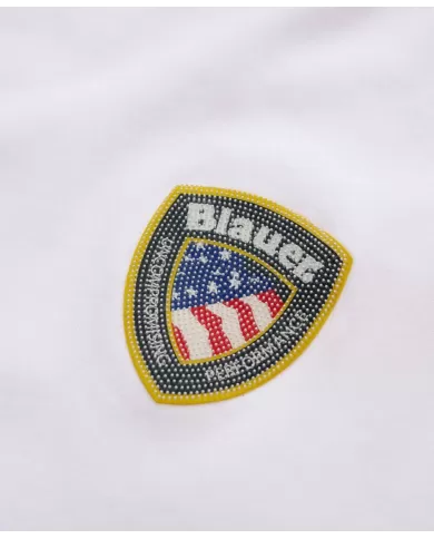 T-shirt Uomo bianca scudo 3D gommato 25SBLUH02194 004547 FAXON|BLAUER T-shirt Uomo bianca scudo 3D gommato 25SBLUH02194 004547 FAXON|BLAUER