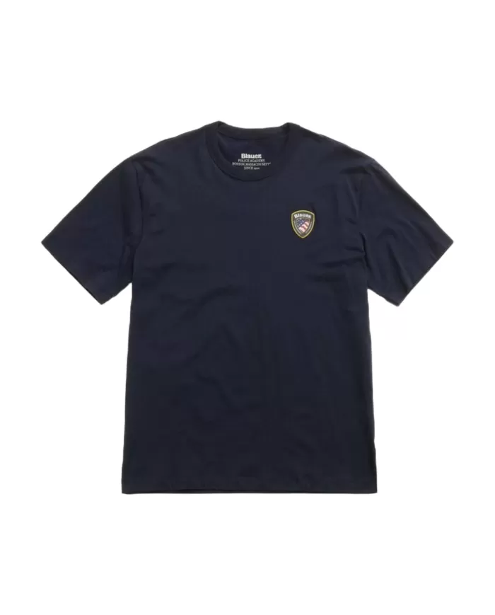T-shirt Uomo blu scudo 3D gommato 25SBLUH02194 004547 FAXON|BLAUER T-shirt Uomo blu scudo 3D gommato 25SBLUH02194 004547 FAXON|BLAUER