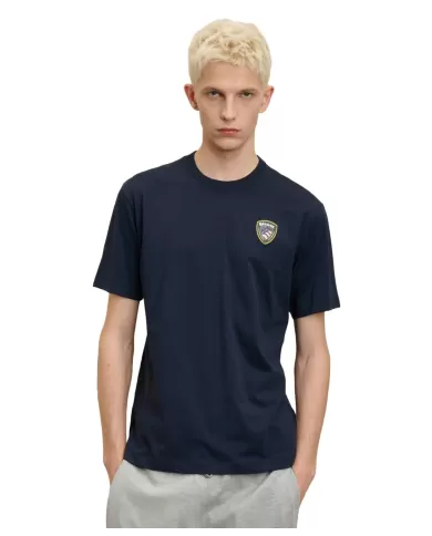 T-shirt Uomo blu scudo 3D gommato 25SBLUH02194 004547 FAXON|BLAUER T-shirt Uomo blu scudo 3D gommato 25SBLUH02194 004547 FAXON|BLAUER