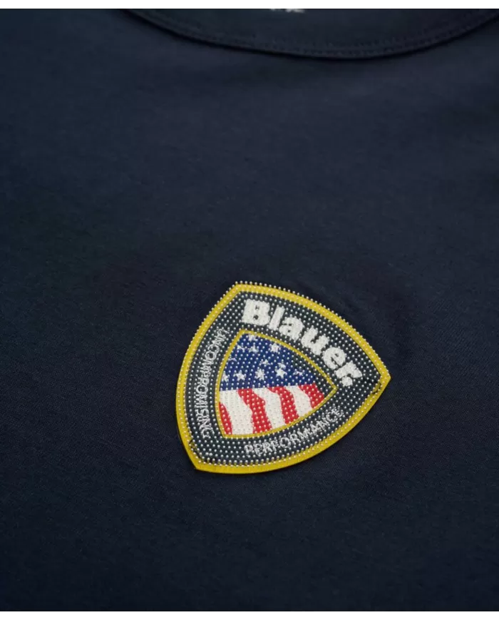 T-shirt Uomo blu scudo 3D gommato 25SBLUH02194 004547 FAXON|BLAUER