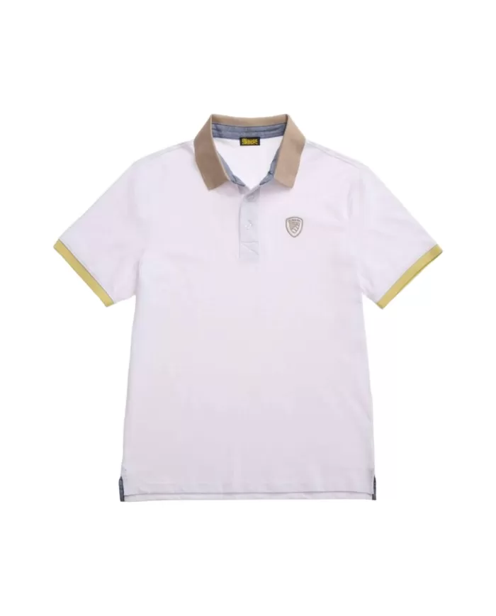 Polo Uomo bianca con scudo ricamato25SBLUT02313 006818 DABNEY|BLAUER Polo Uomo bianca con scudo ricamato25SBLUT02313 006818 DABNEY|BLAUER