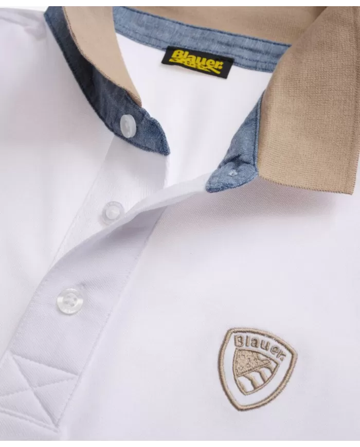 Polo Uomo bianca con scudo ricamato25SBLUT02313 006818 DABNEY|BLAUER
