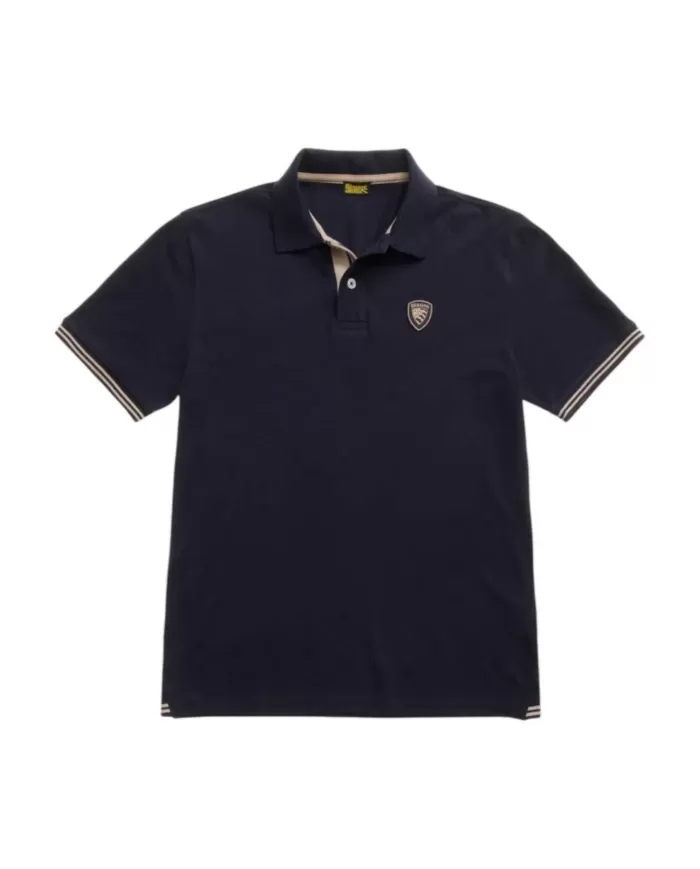 Polo Uomo blu con scudo ricamato 25SBLUT02313 006818 DABNEY|BLAUER Polo Uomo blu con scudo ricamato 25SBLUT02313 006818 DABNEY|BLAUER