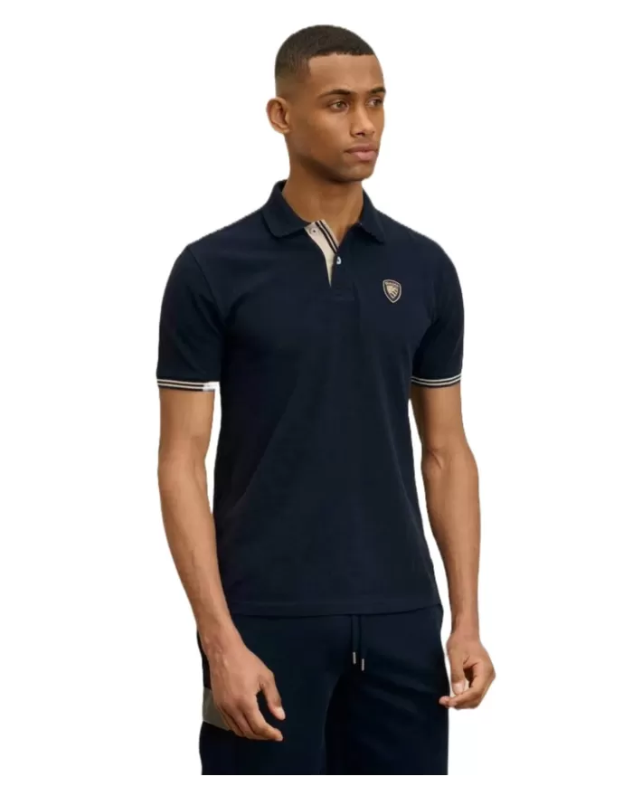 Polo Uomo blu con scudo ricamato 25SBLUT02313 006818 DABNEY|BLAUER Polo Uomo blu con scudo ricamato 25SBLUT02313 006818 DABNEY|BLAUER
