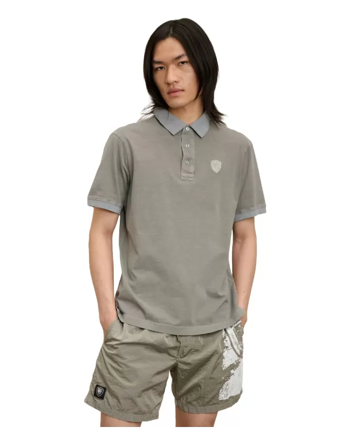Polo Uomo in cotone verde militare 25SBLUT02346 007132 DEVIT|BLAUER Polo Uomo in cotone verde militare 25SBLUT02346 007132 DEVIT|BLAUER