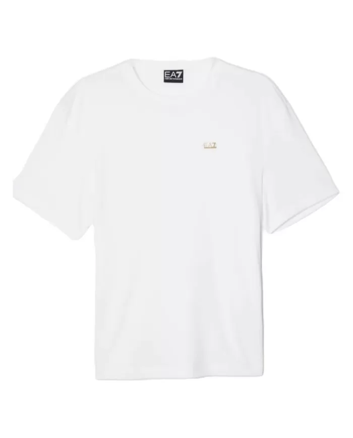T-shirt Donna bianca con logo oro 7W000189 AF13919|EA7 T-shirt Donna bianca con logo oro 7W000189 AF13919|EA7