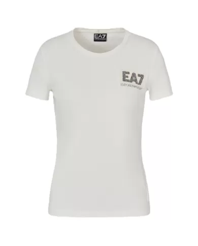 T-shirt Donna logo sul petto con strass 7W000492 AF10373|EA7 T-shirt Donna logo sul petto con strass 7W000492 AF10373|EA7