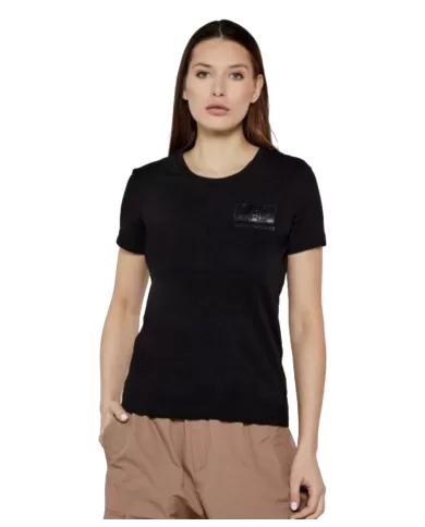 T-shirt Donna nera con logo strass 7W000492 AF10373|EA7 T-shirt Donna nera con logo strass 7W000492 AF10373|EA7