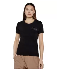 T-shirt Donna nera con logo strass 7W000492 AF10373|EA7