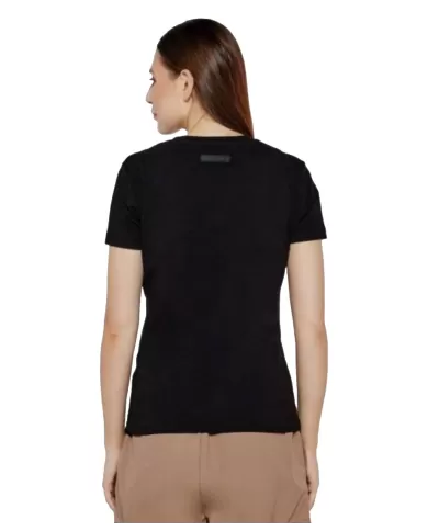 T-shirt Donna nera con logo strass 7W000492 AF10373|EA7 T-shirt Donna nera con logo strass 7W000492 AF10373|EA7