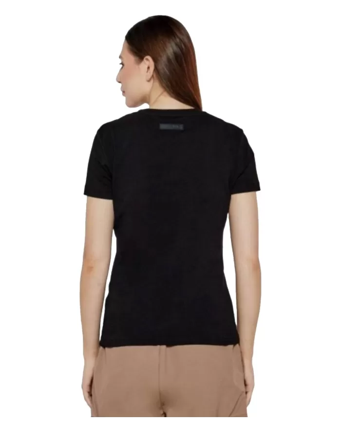 T-shirt Donna nera con logo strass 7W000492 AF10373|EA7 T-shirt Donna nera con logo strass 7W000492 AF10373|EA7