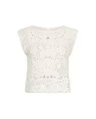 LIU JO Top Donna WA5209MA30Q PEE 2025 cotone regular con lavorazione a crochetin 10701 BIANCO LANA LIU JO Top Donna WA5209MA30Q PEE 2025 cotone regular con lavorazione a crochetin 10701 BIANCO LANA