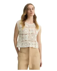 LIU JO Top Donna WA5209MA30Q PEE 2025 cotone regular con lavorazione a crochetin 10701 BIANCO LANA LIU JO Top Donna WA5209MA30Q PEE 2025 cotone regular con lavorazione a crochetin 10701 BIANCO LANA