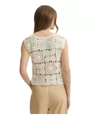 LIU JO Top Donna WA5209MA30Q PEE 2025 cotone regular con lavorazione a crochetin 10701 BIANCO LANA LIU JO Top Donna WA5209MA30Q PEE 2025 cotone regular con lavorazione a crochetin 10701 BIANCO LANA