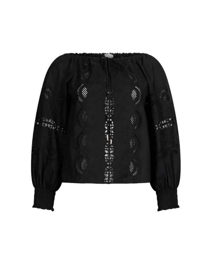 Blusa Donna nera ricamata traforata WA5257T4853|LIU JO Blusa Donna nera ricamata traforata WA5257T4853|LIU JO