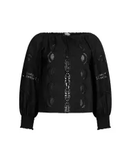 Blusa Donna nera ricamata traforata WA5257T4853|LIU JO Blusa Donna nera ricamata traforata WA5257T4853|LIU JO