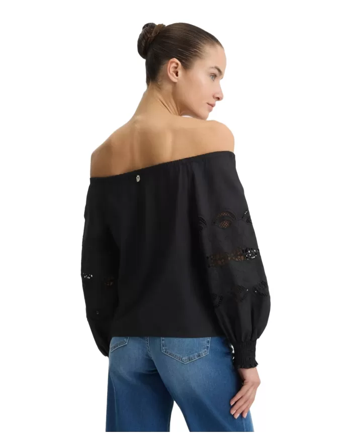 Blusa Donna nera ricamata traforata WA5257T4853|LIU JO Blusa Donna nera ricamata traforata WA5257T4853|LIU JO