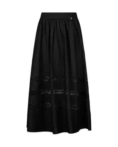 Gonna Donna nera ricamata traforata WA5258T4853|LIU JO Gonna Donna nera ricamata traforata WA5258T4853|LIU JO