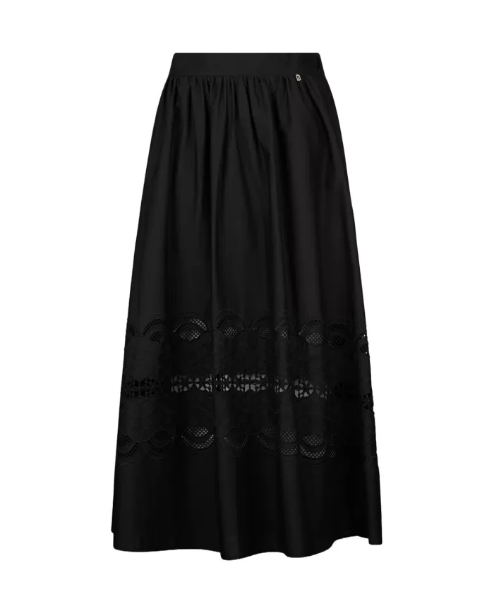 Gonna Donna nera ricamata traforata WA5258T4853|LIU JO Gonna Donna nera ricamata traforata WA5258T4853|LIU JO