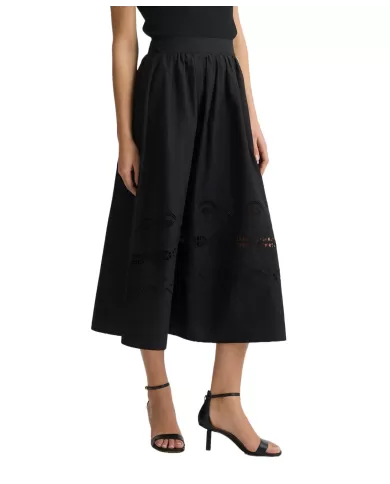 Gonna Donna nera ricamata traforata WA5258T4853|LIU JO Gonna Donna nera ricamata traforata WA5258T4853|LIU JO