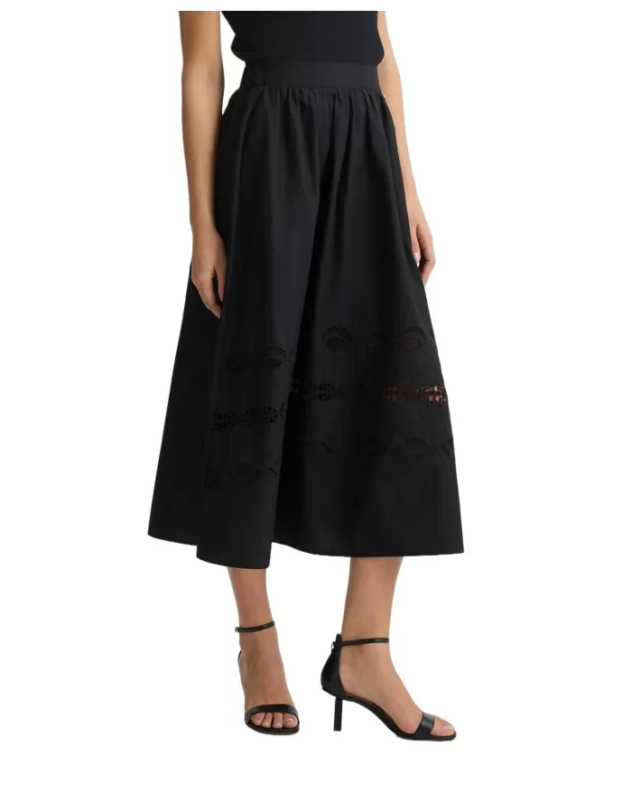 Gonna Donna nera ricamata traforata WA5258T4853|LIU JO Gonna Donna nera ricamata traforata WA5258T4853|LIU JO