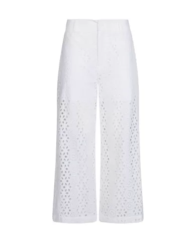 Pantaloni Donna bianco in pizzo ricamato WA5282T2182| Pantaloni Donna bianco in pizzo ricamato WA5282T2182|