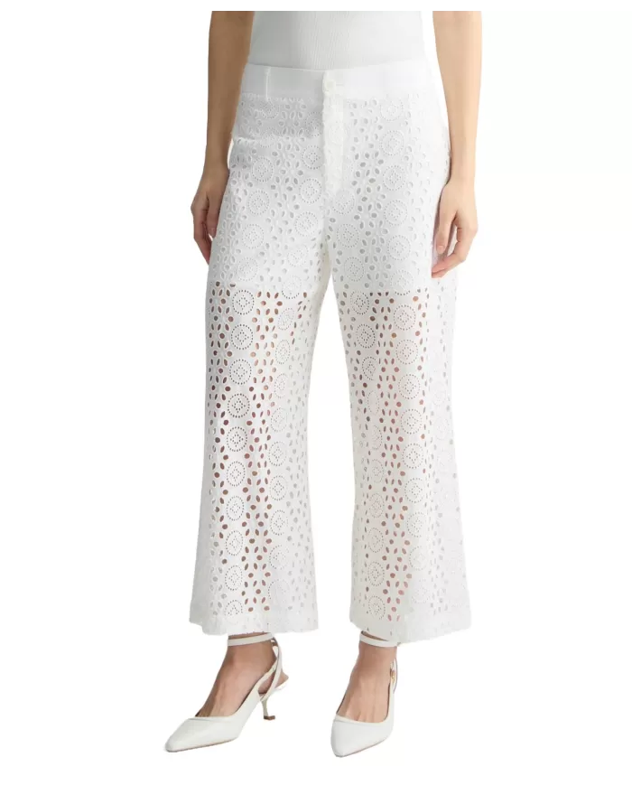 Pantaloni Donna bianco in pizzo ricamato WA5282T2182| Pantaloni Donna bianco in pizzo ricamato WA5282T2182|