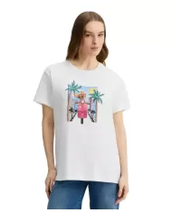 T-shirt Donna bianca stampa cane in vespa WA5260JS003|LIU JO