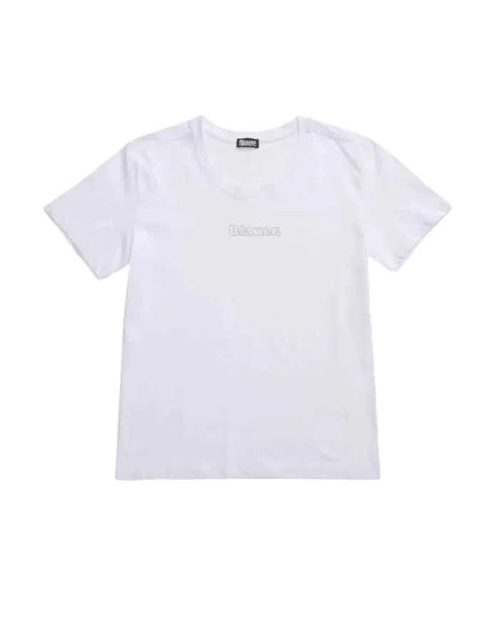 T-shirt Donna bianca in cotone 25SBLDH02374 006842|BLAUER T-shirt Donna bianca in cotone 25SBLDH02374 006842|BLAUER