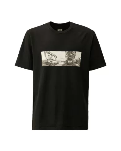 T-shirt Uomo nera in cotone 18CMTS319A 005431G|C.P. COMPANY