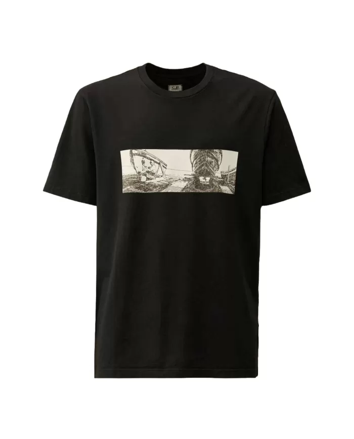 T-shirt Uomo nera in cotone 18CMTS319A 005431G|C.P. COMPANY T-shirt Uomo nera in cotone 18CMTS319A 005431G|C.P. COMPANY