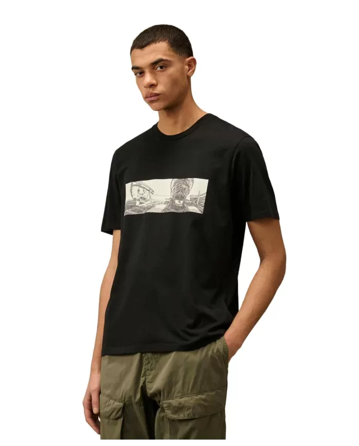 T-shirt Uomo nera in cotone 18CMTS319A 005431G|C.P. COMPANY T-shirt Uomo nera in cotone 18CMTS319A 005431G|C.P. COMPANY